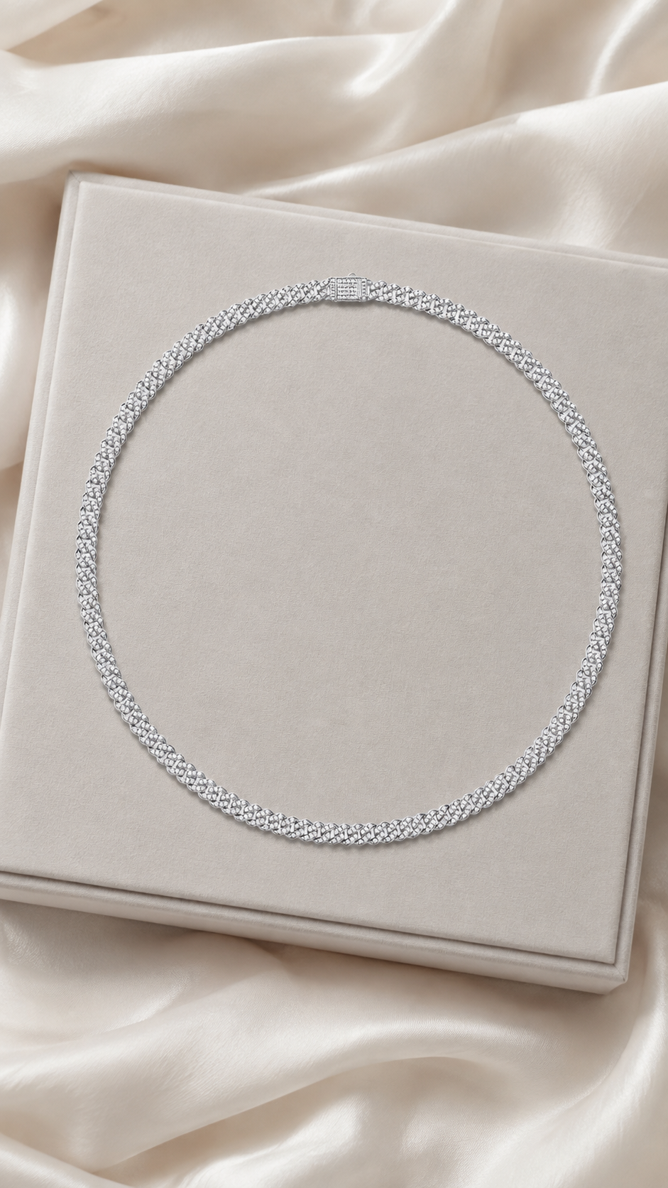 Elite Moissanite Silver Cuban Chain Necklace