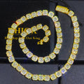 Pavé-Clustered Diamond Tennis Chain Cuban Link Chain/Bracelet