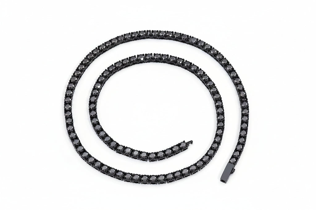 Elite Black Moissanite Tennis Chain Necklace