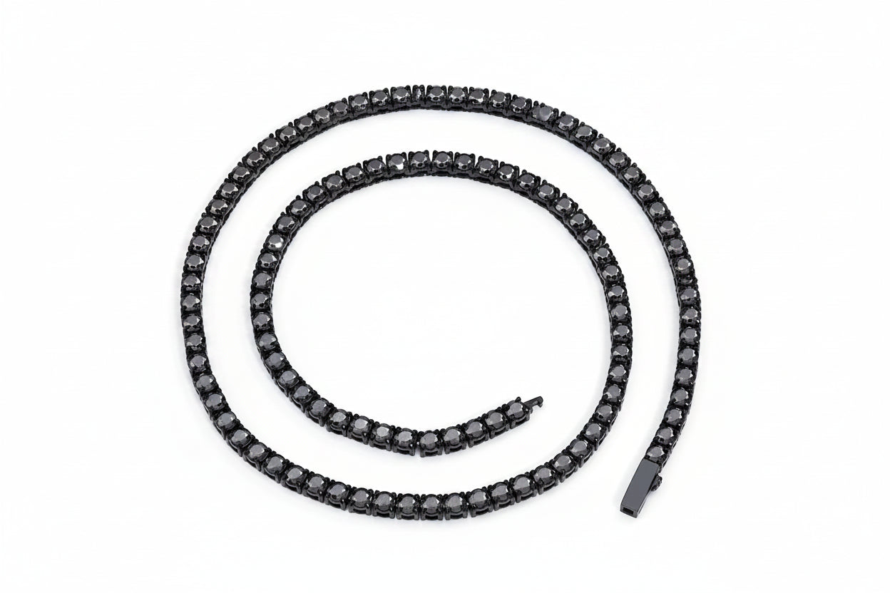 Elite Black Moissanite Tennis Chain Necklace