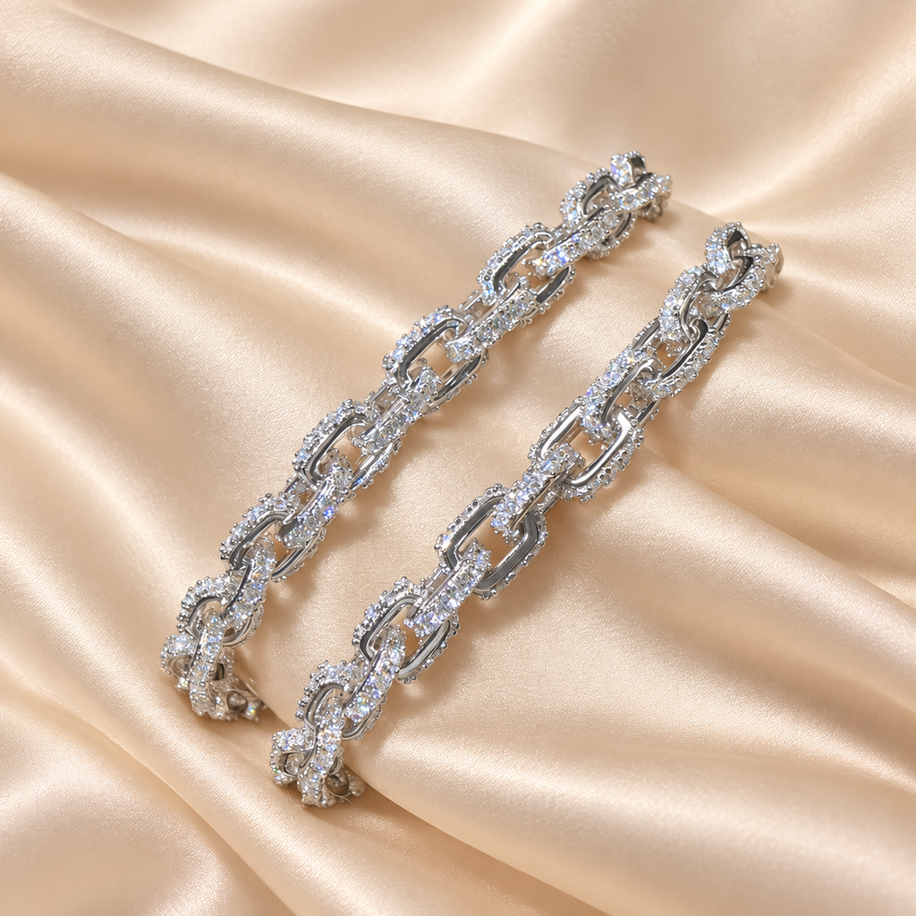 5mm White Gold Infinity Square Cuban Moissanite Bracelet
