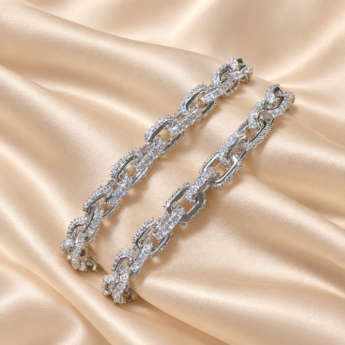 5mm White Gold Infinity Square Cuban Moissanite Bracelet