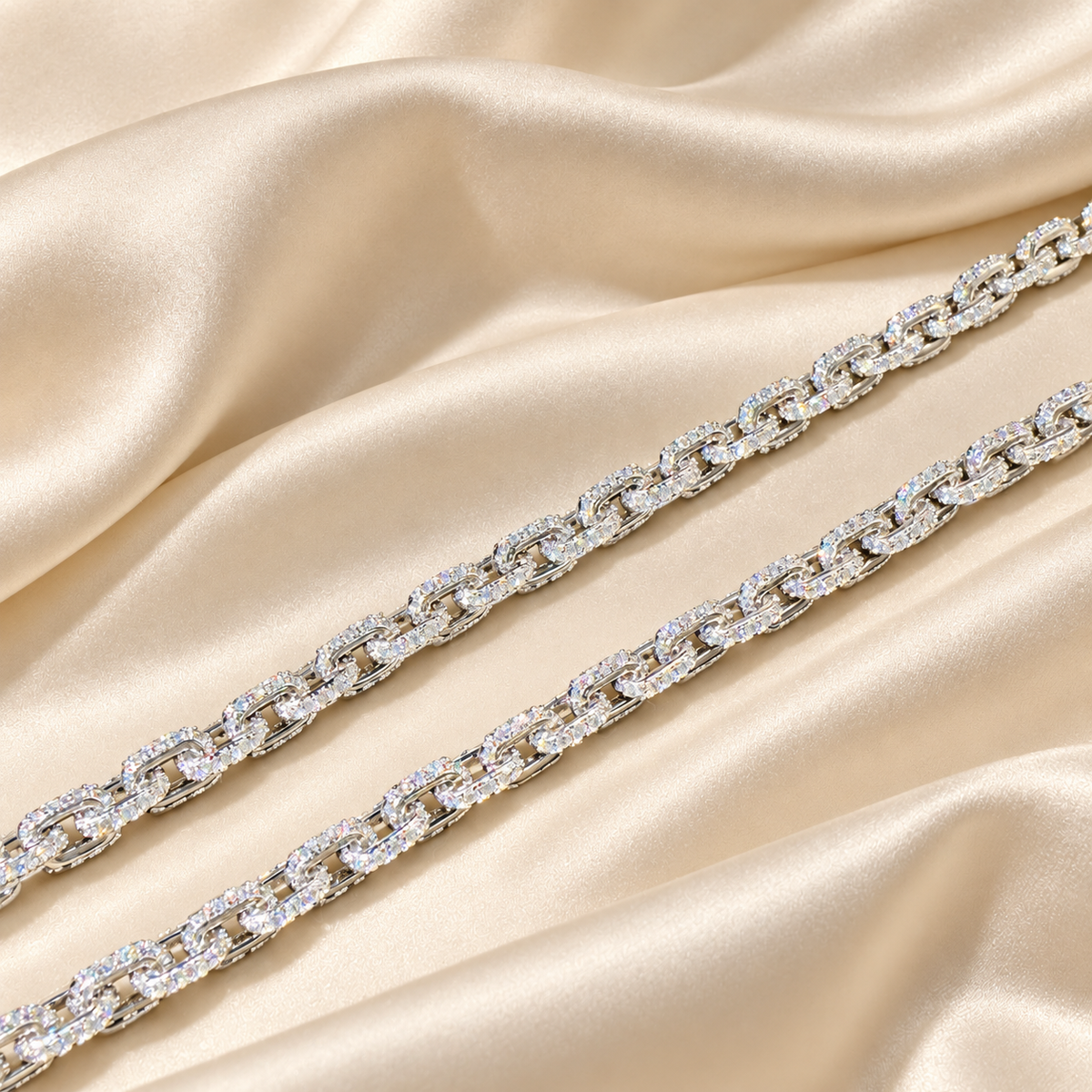 5mm White Gold Infinity Square Cuban Moissanite Bracelet