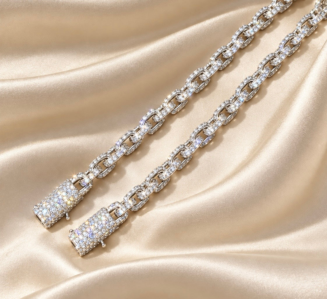 5mm White Gold Infinity Square Cuban Moissanite Bracelet