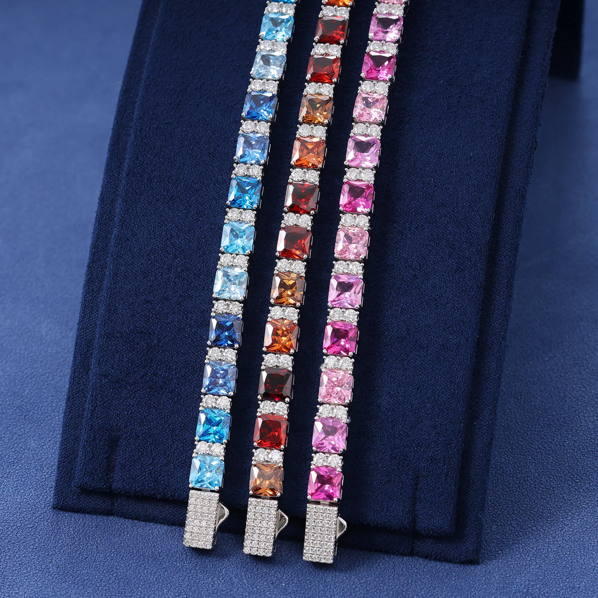 New Arrival Luxury Unisex S925 Tennis Bracelet Princess Cut VVS Moissanite Gradient Pink 6.5mm Fine Jewelry Party Gift Certified