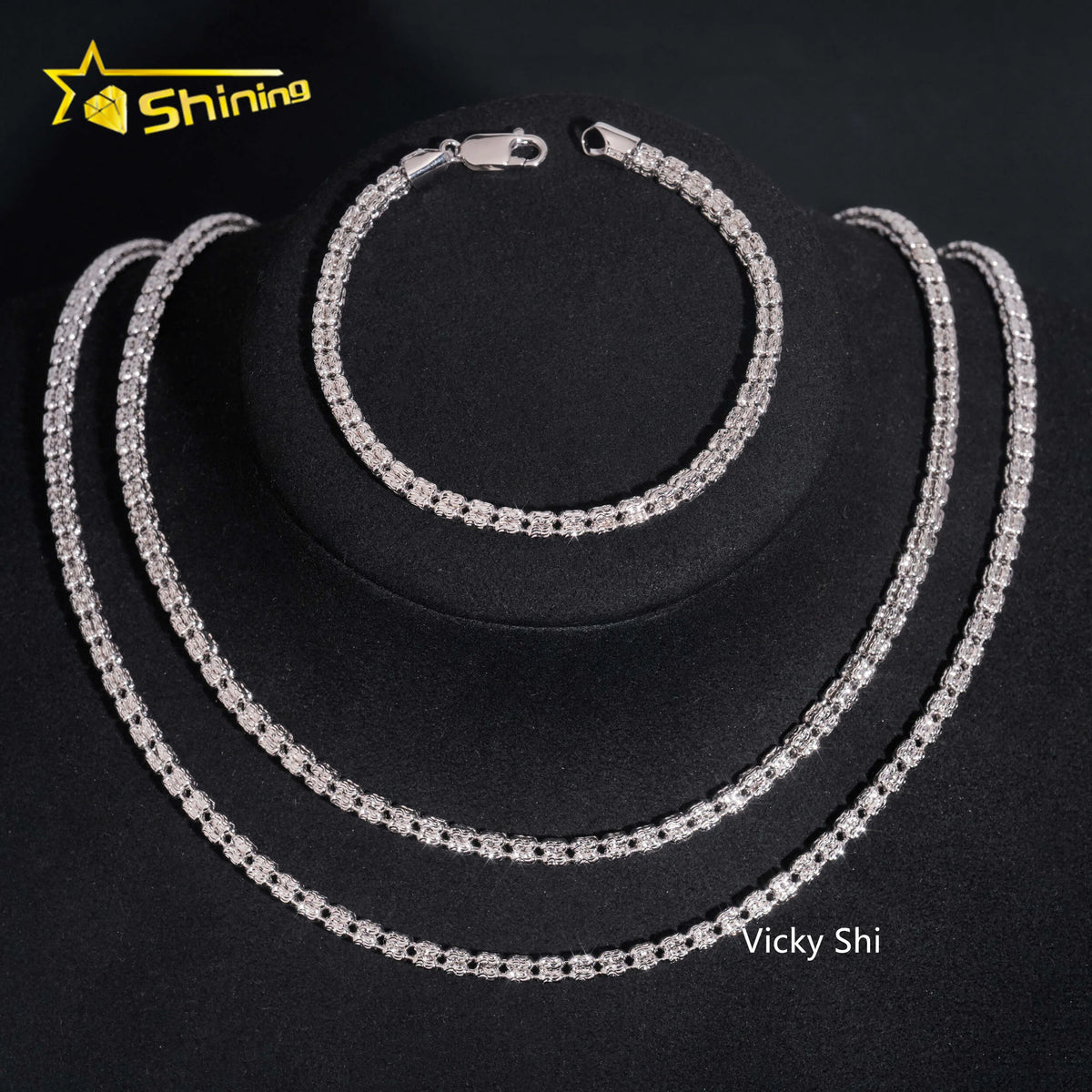 Best Selling 925 Sterling Silver Jewelry 4MM Rope Chain Beads Hip Hop Necklace Men Franco Chain Cuban Link