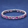 New Arrival Luxury Unisex S925 Tennis Bracelet Princess Cut VVS Moissanite Gradient Pink 6.5mm Fine Jewelry Party Gift Certified