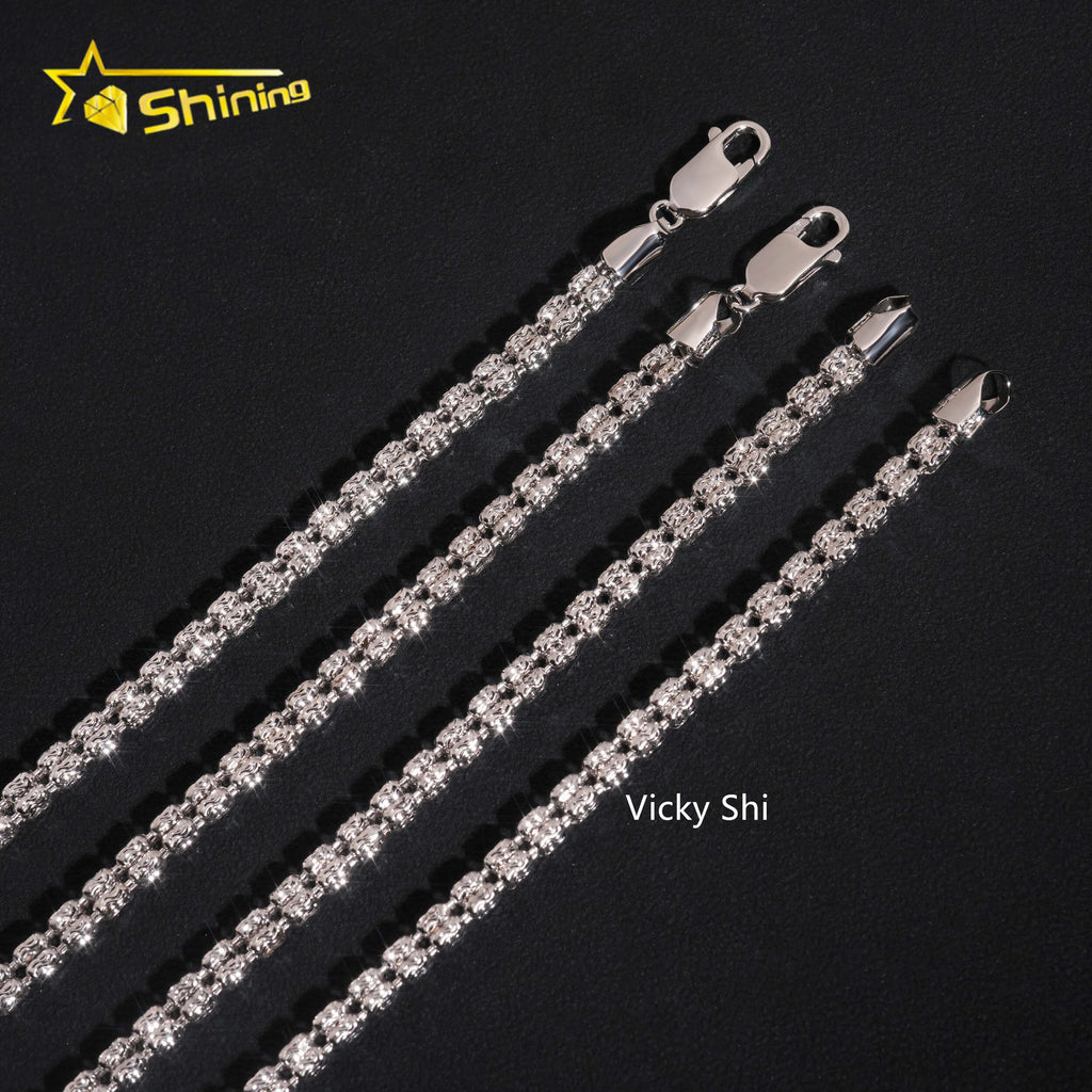Best Selling 925 Sterling Silver Jewelry 4MM Rope Chain Beads Hip Hop Necklace Men Franco Chain Cuban Link