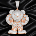VVS1 Moissanite Iced Out Bull Head Pendant Sparkling 14K Yellow Gold Plated Hip Hop Jewelry