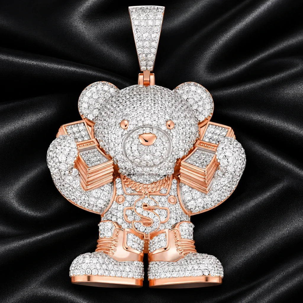 VVS1 Moissanite Iced Out Bull Head Pendant Sparkling 14K Yellow Gold Plated Hip Hop Jewelry