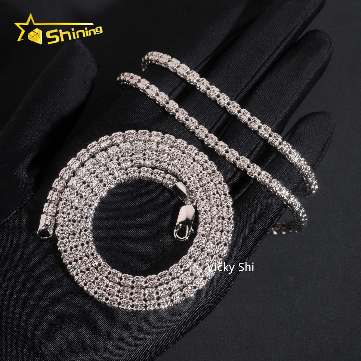 Best Selling 925 Sterling Silver Jewelry 4MM Rope Chain Beads Hip Hop Necklace Men Franco Chain Cuban Link