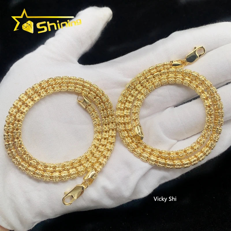 Best Selling 925 Sterling Silver Jewelry 4MM Rope Chain Beads Hip Hop Necklace Men Franco Chain Cuban Link