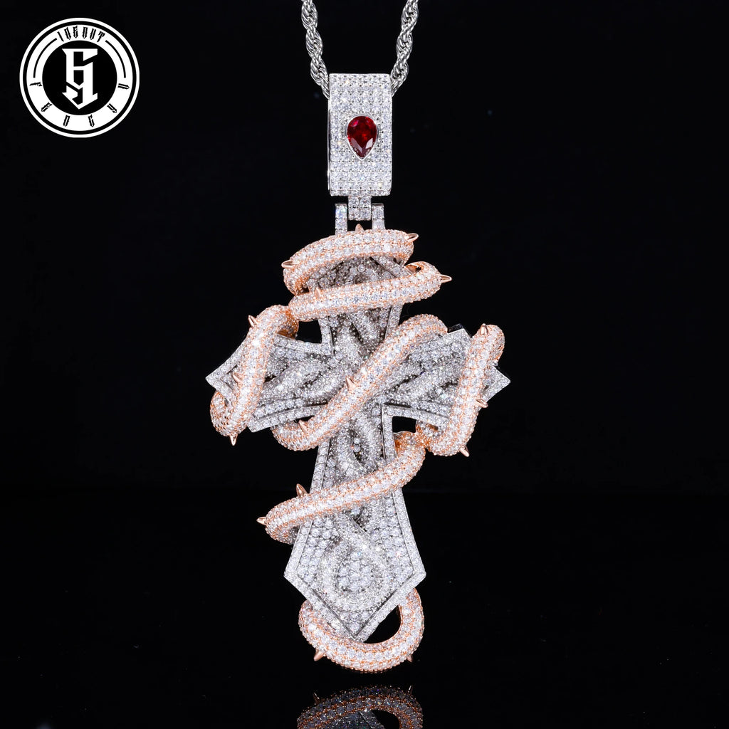 Elite 2 Tone Snake Thorn Cross Pendant