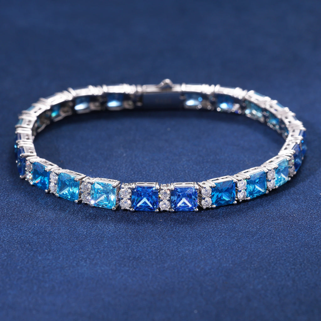 New Arrival Luxury Unisex S925 Tennis Bracelet Princess Cut VVS Moissanite Gradient Pink 6.5mm Fine Jewelry Party Gift Certified