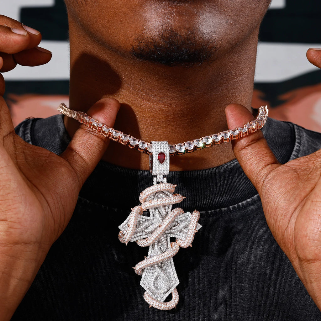 Elite 2 Tone Snake Thorn Cross Pendant