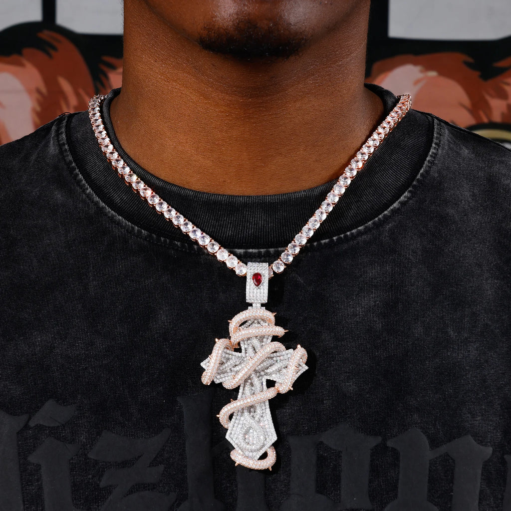 Elite 2 Tone Snake Thorn Cross Pendant