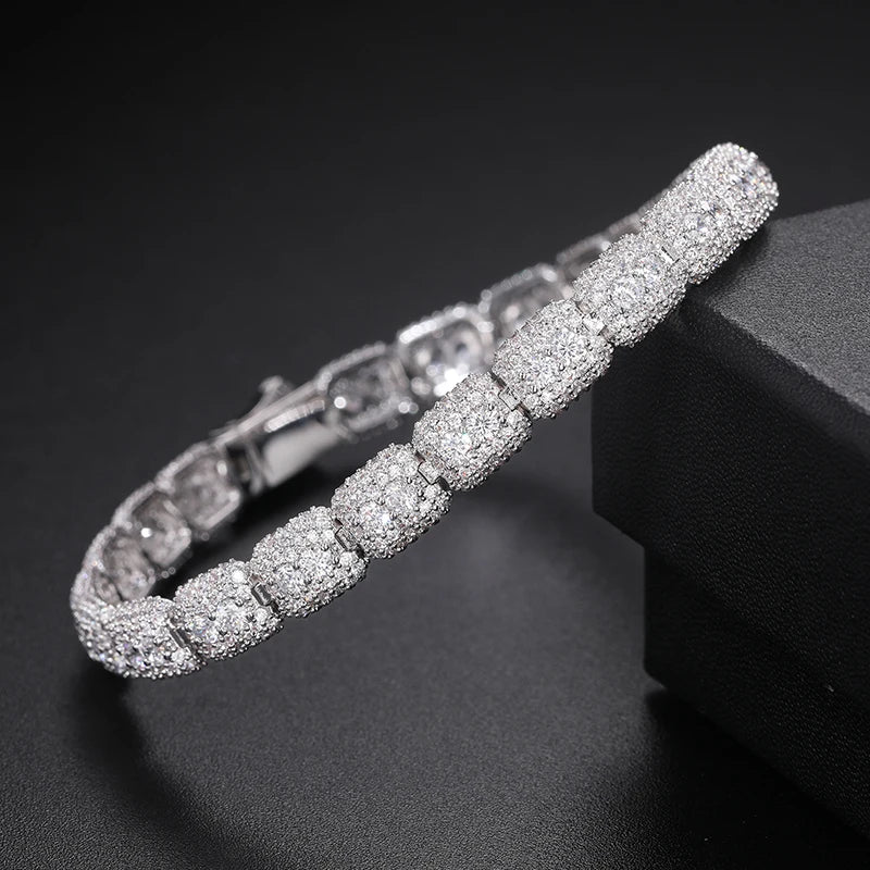 Bling Design Jewelry Pass Diamond Tester 925 Pure Silver Tennis Bracelet 7mm Vvs Moissanite Diamond Men Bracelet