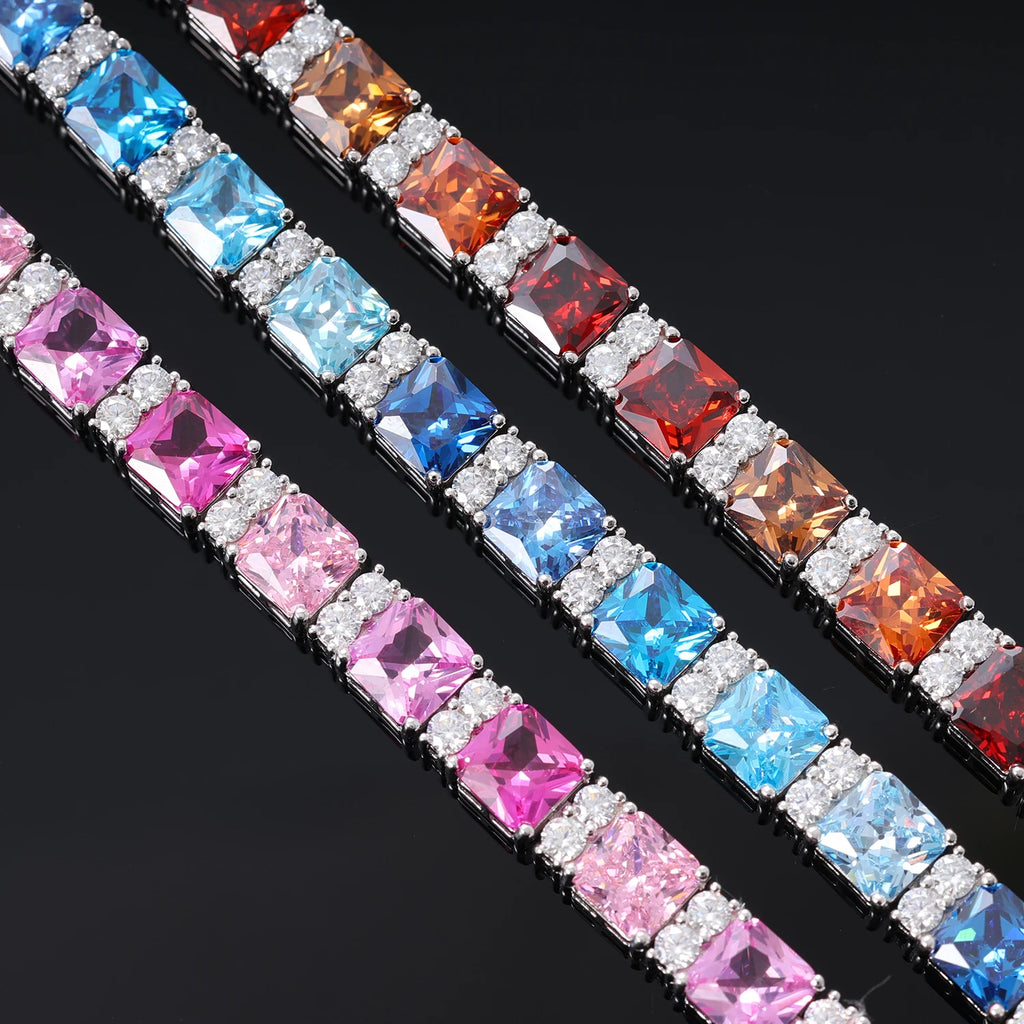New Arrival Luxury Unisex S925 Tennis Bracelet Princess Cut VVS Moissanite Gradient Pink 6.5mm Fine Jewelry Party Gift Certified