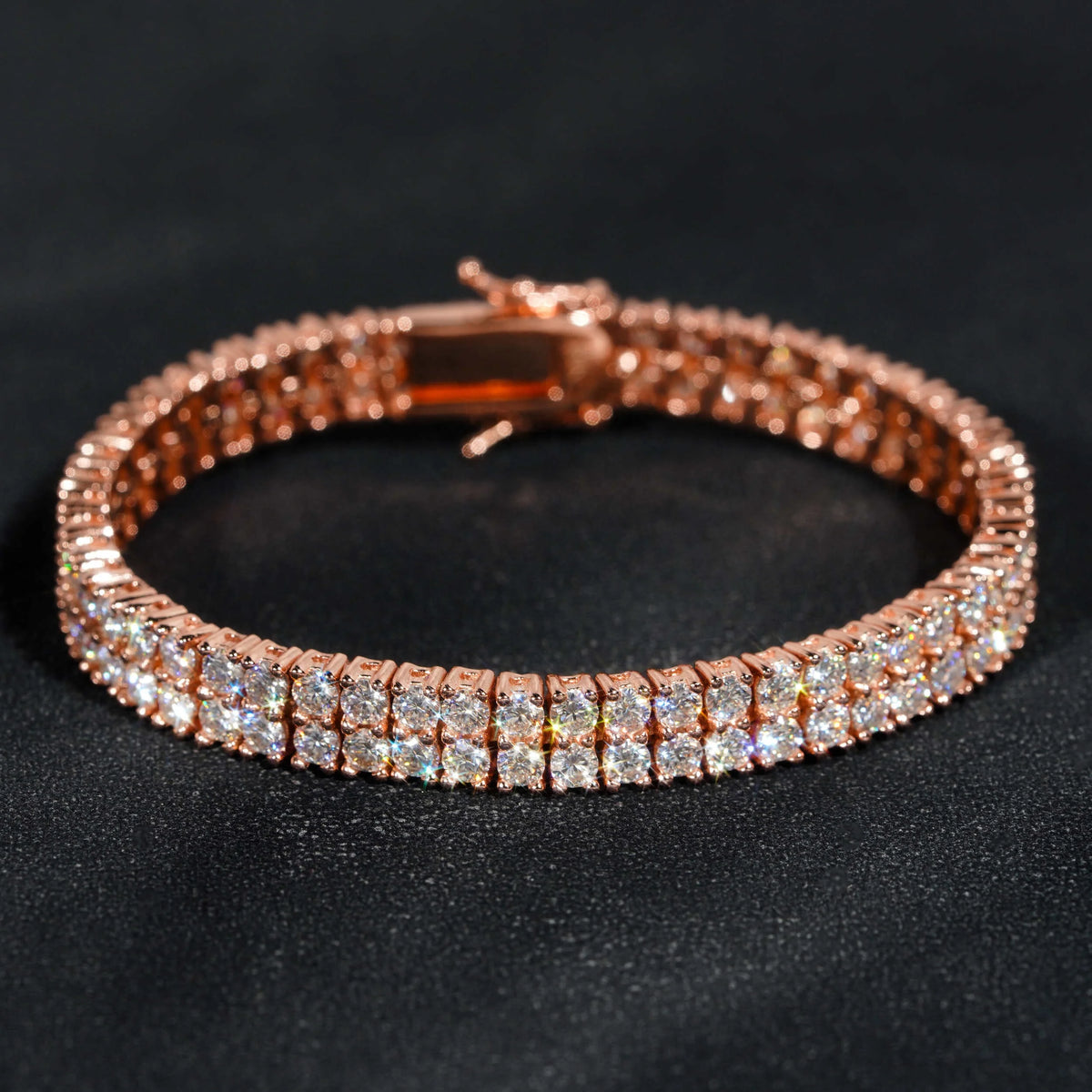 Double Rows Diamond 6mm Width Tennis Chain Silver 925 Vvs Moissanite Hip Hop Jewelry Lab Diamond Tennis Bracelet