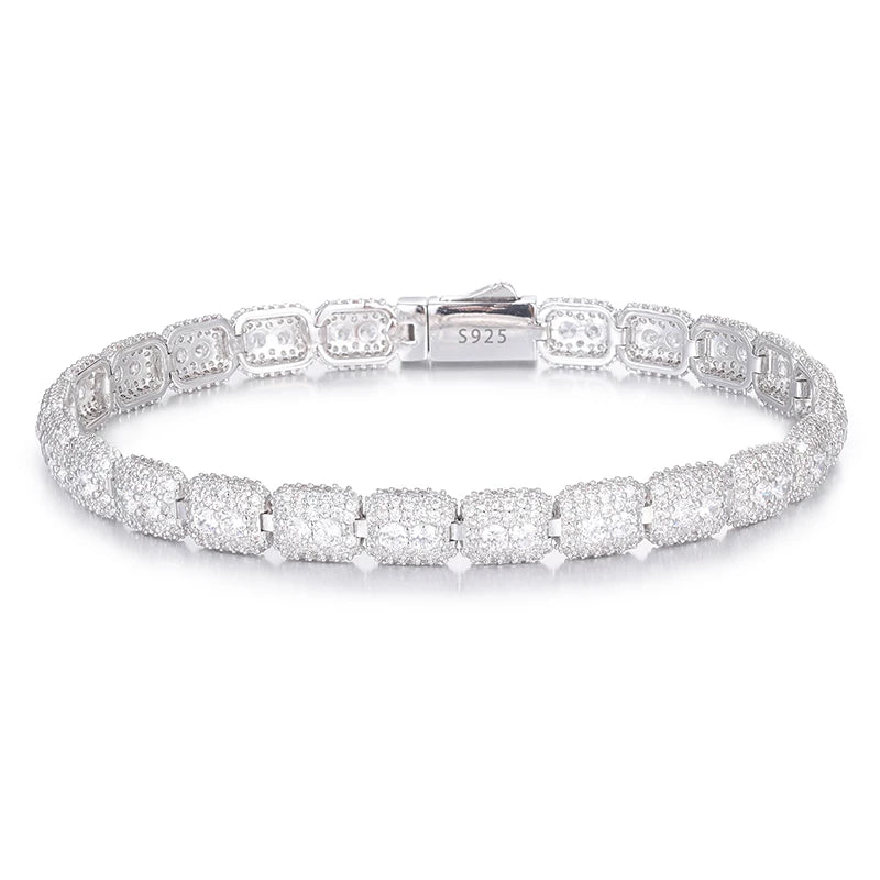 Bling Design Jewelry Pass Diamond Tester 925 Pure Silver Tennis Bracelet 7mm Vvs Moissanite Diamond Men Bracelet