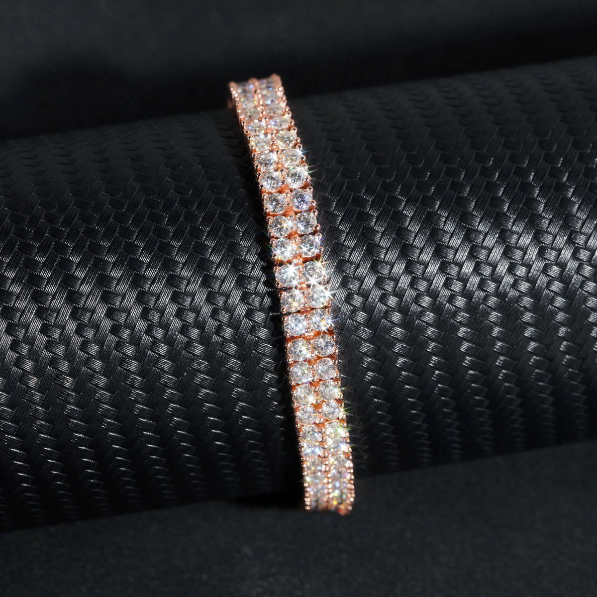 Double Rows Diamond 6mm Width Tennis Chain Silver 925 Vvs Moissanite Hip Hop Jewelry Lab Diamond Tennis Bracelet