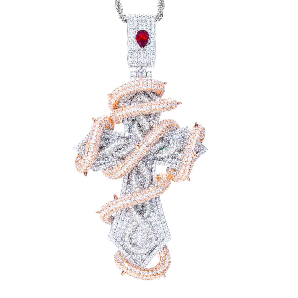 Elite 2 Tone Snake Thorn Cross Pendant