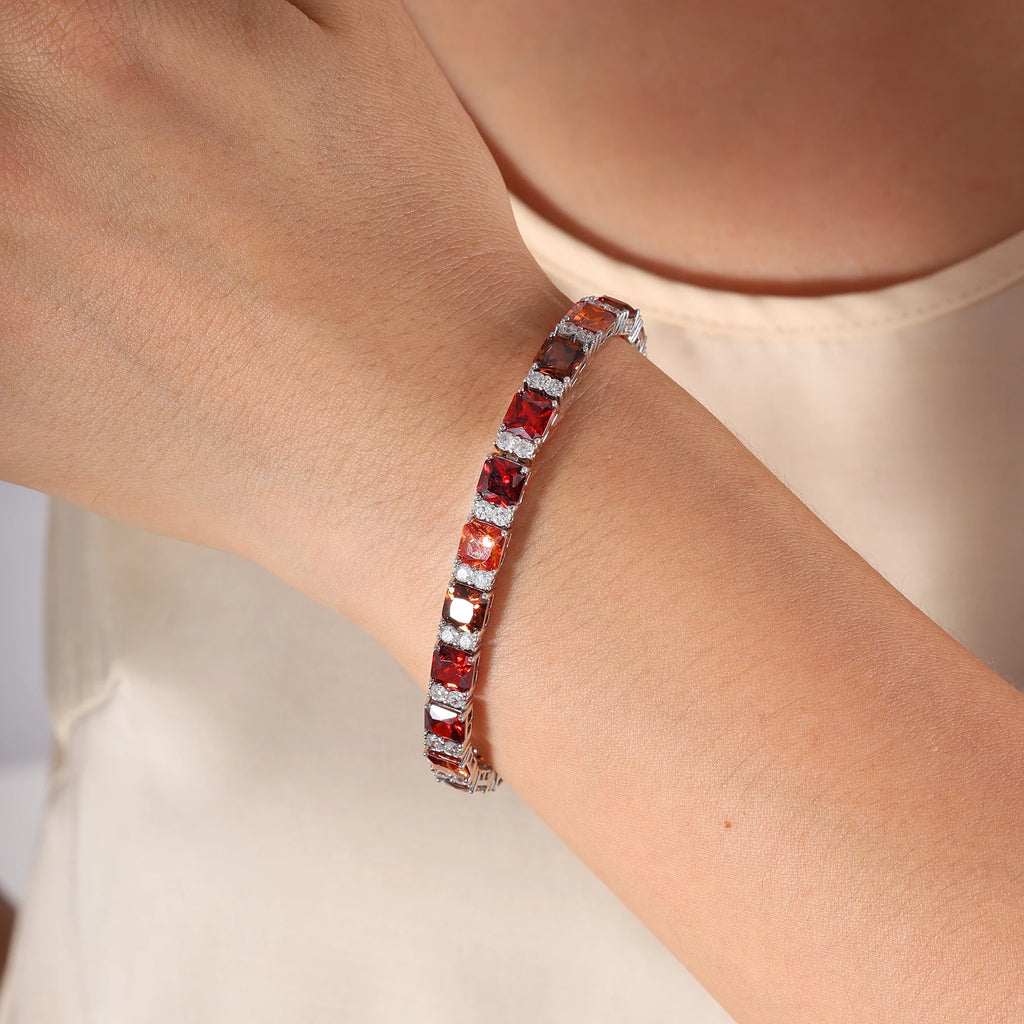 New Arrival Luxury Unisex S925 Tennis Bracelet Princess Cut VVS Moissanite Gradient Pink 6.5mm Fine Jewelry Party Gift Certified