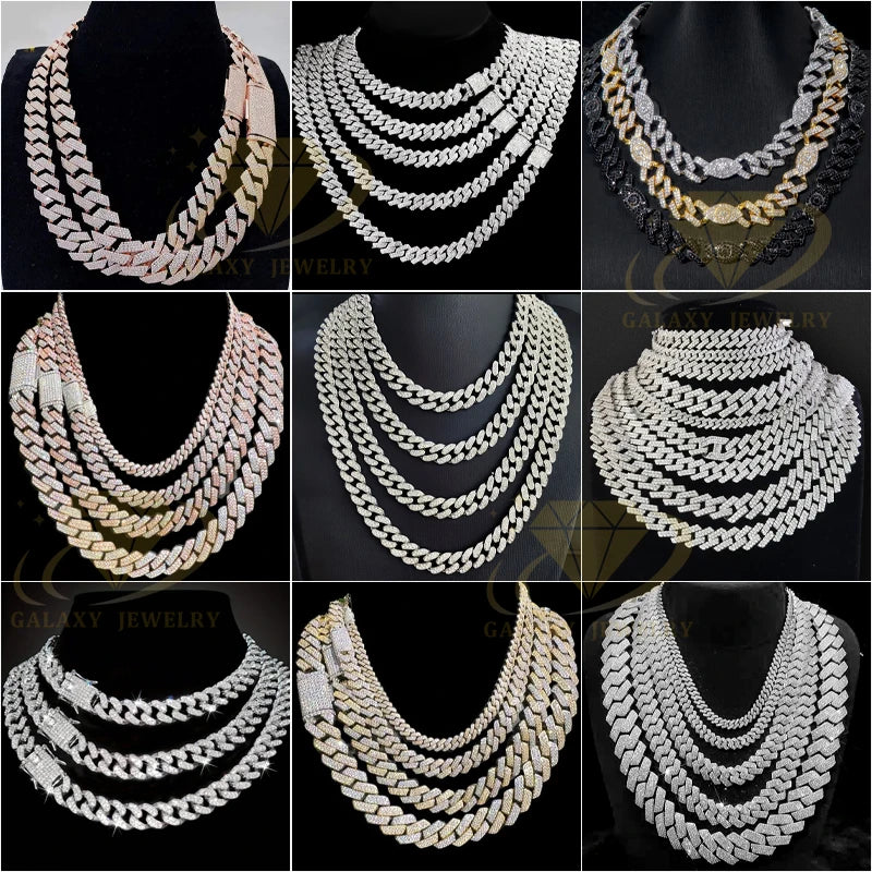 Fine Jewelry Necklaces 925 Silver Franco Chain Stylish 6mm Vvs Moissanite Gemstone Bracelet Men Link Chain Jewellery