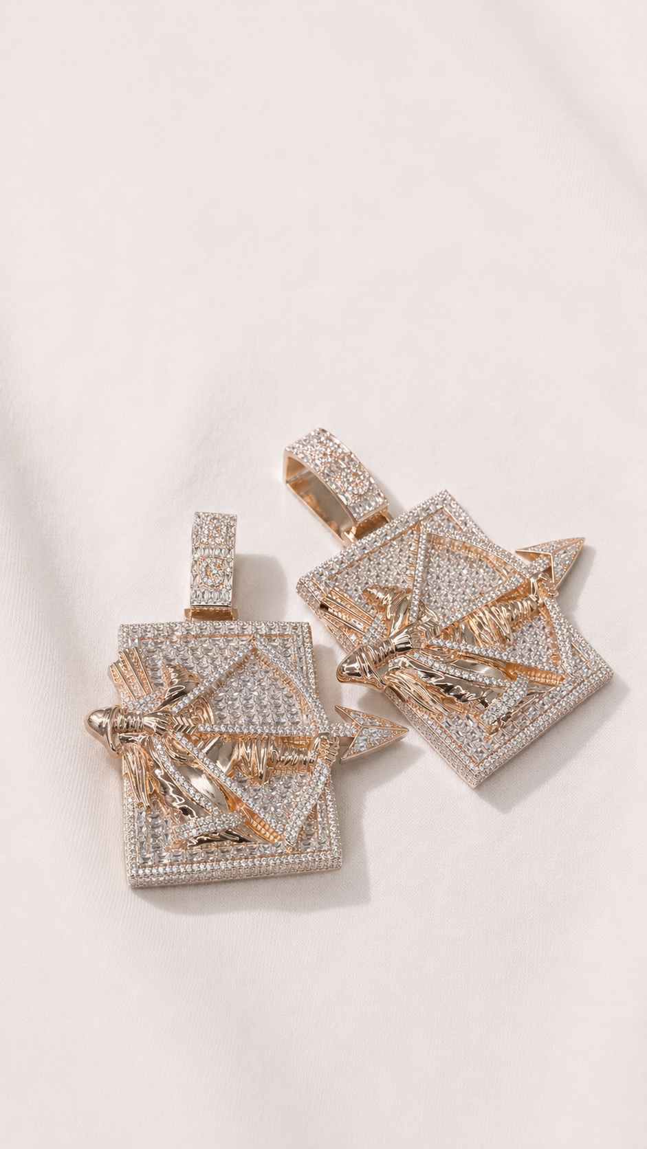 Elite Rose Gold Moissanite Archer Pendant