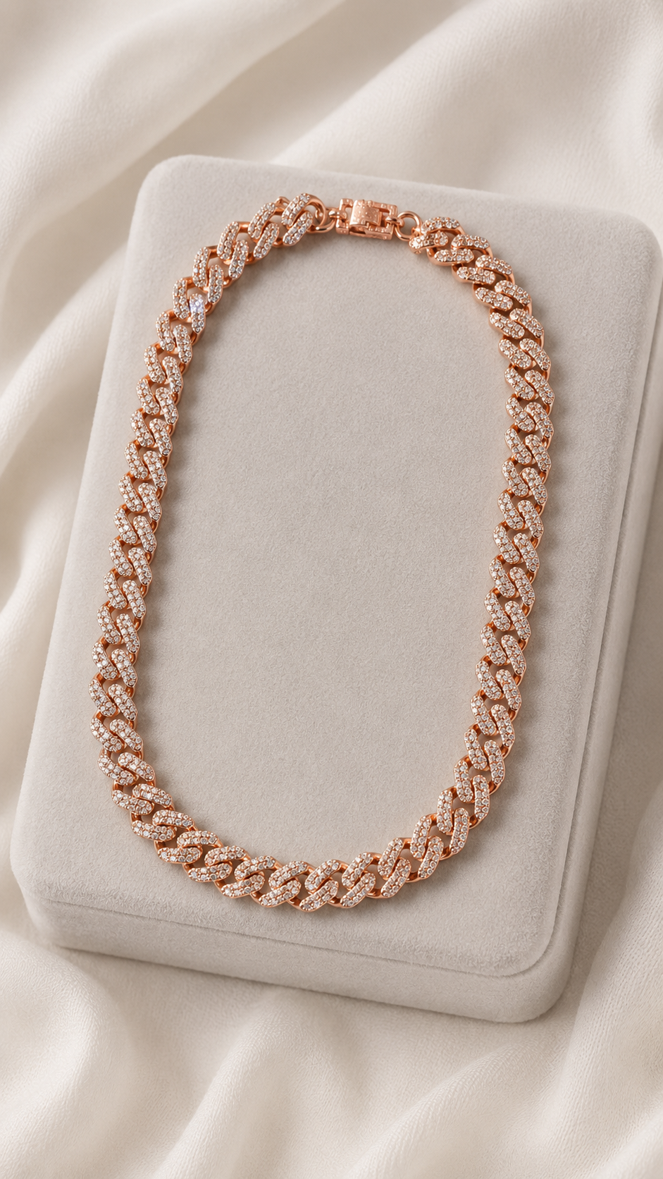 8-10mm Miami Cuban Link Chains Rose Gold 925 Sterling Silver Moissanite