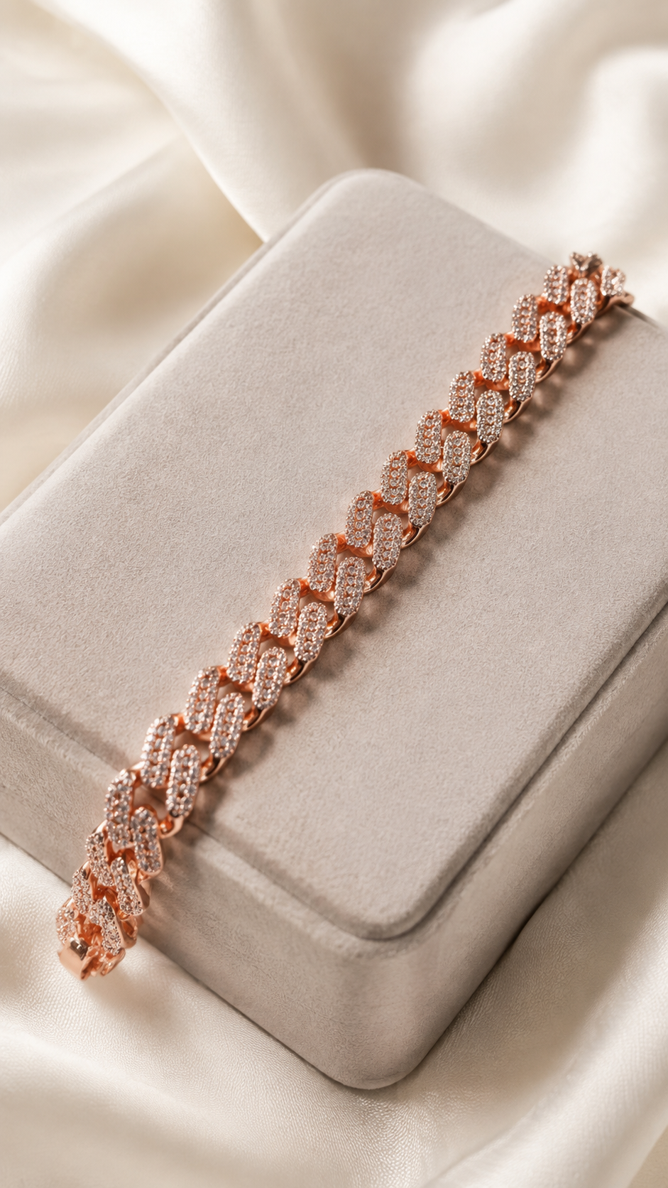 8-10mm Miami Cuban Link Chains Rose Gold 925 Sterling Silver Moissanite