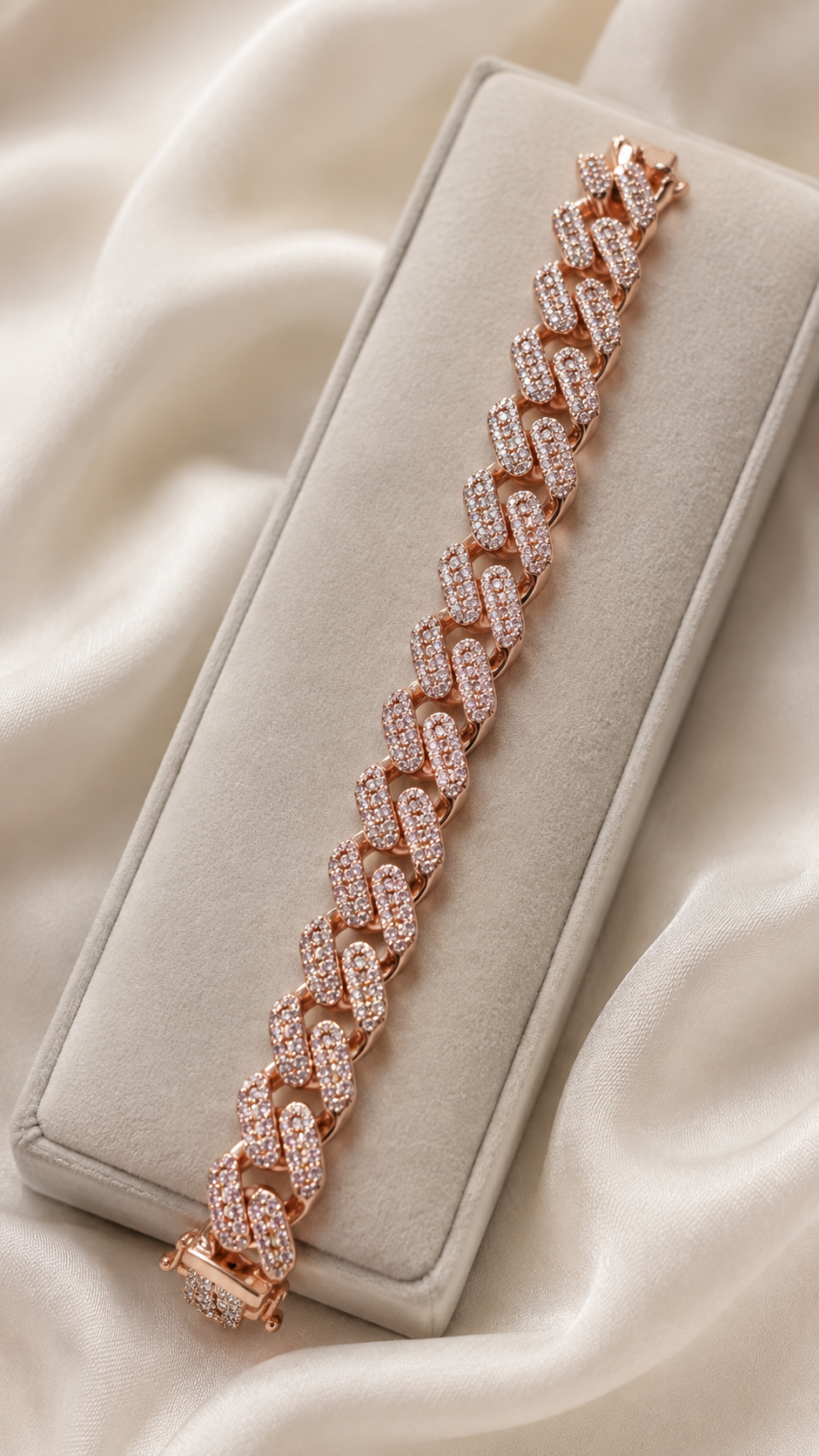 8-10mm Miami Cuban Link Chains Rose Gold 925 Sterling Silver Moissanite