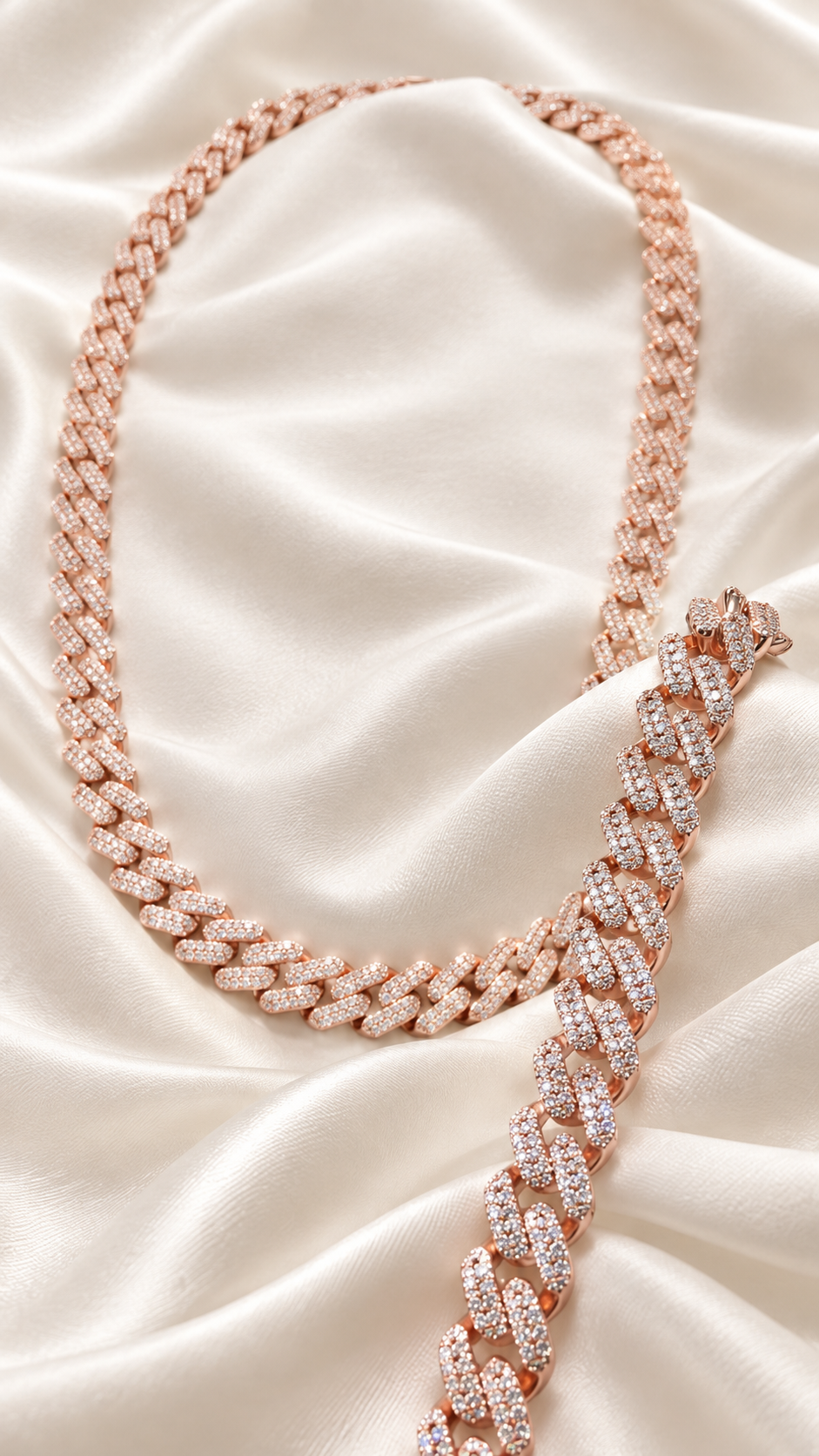 8-10mm Miami Cuban Link Chains Rose Gold 925 Sterling Silver Moissanite