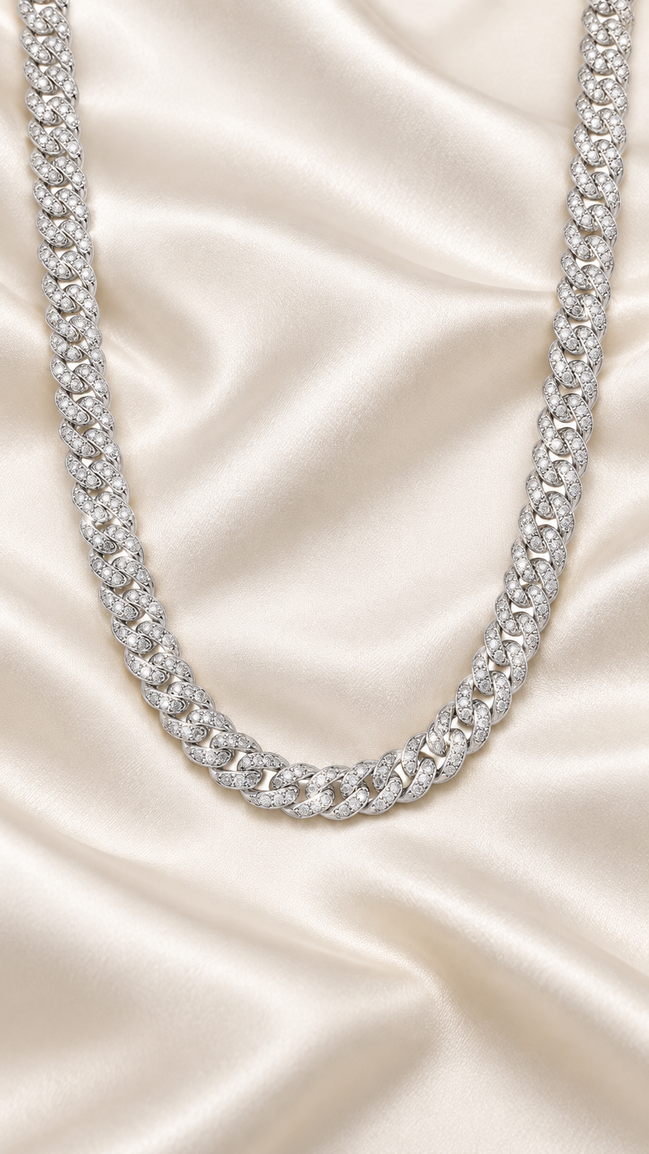 Elite Moissanite Silver Cuban Chain Necklace