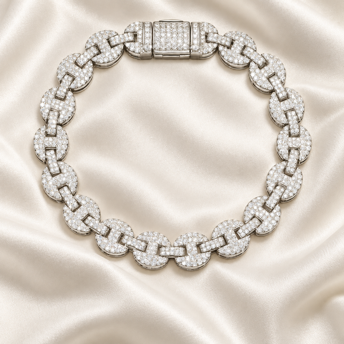 Iced Moissanite Coffee Bean Bracelet Chain