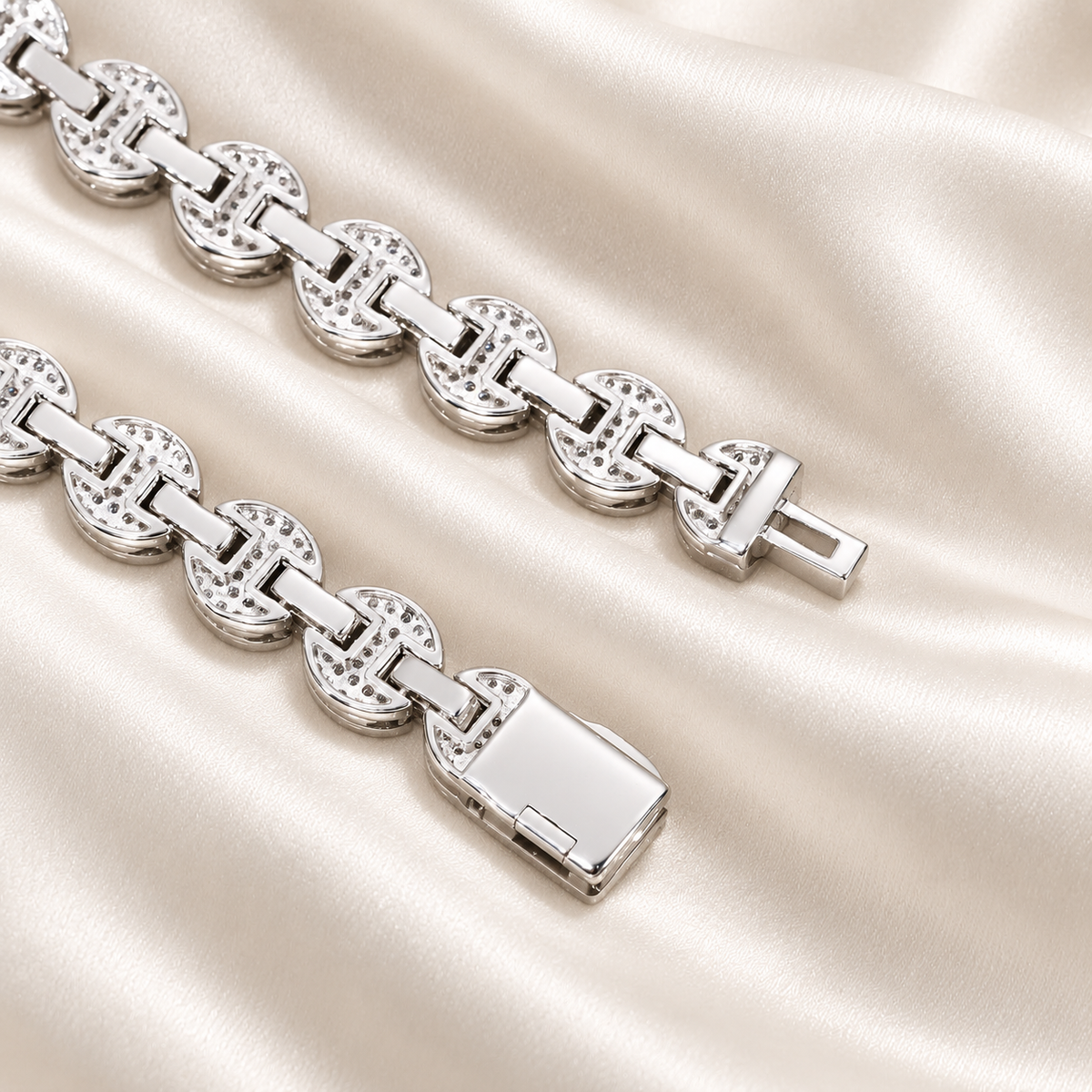 Iced Moissanite Coffee Bean Bracelet Chain