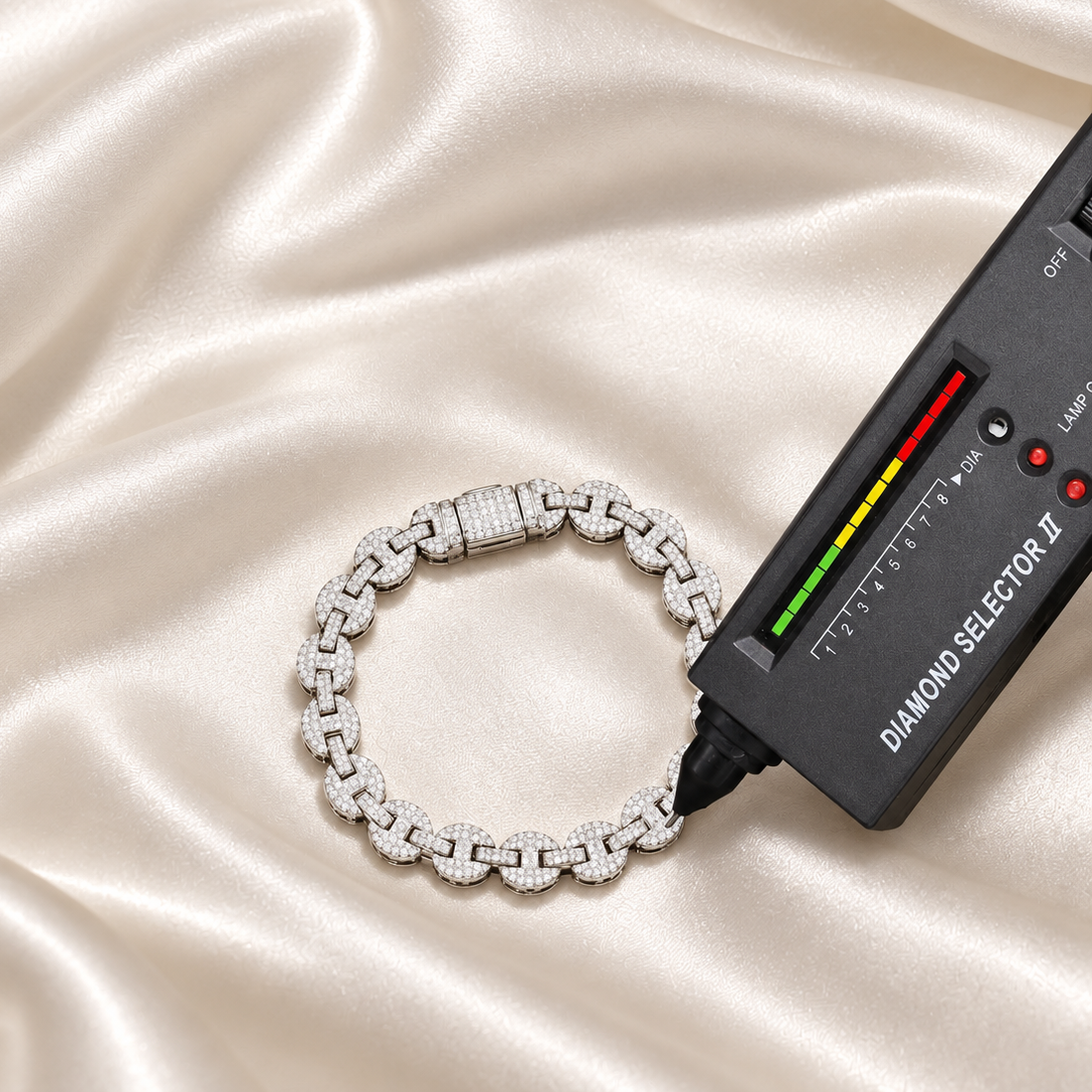 Iced Moissanite Coffee Bean Bracelet Chain