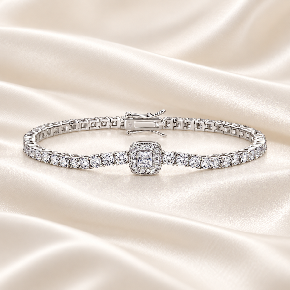 Moissanite Flower Tennis Chain Bracelet