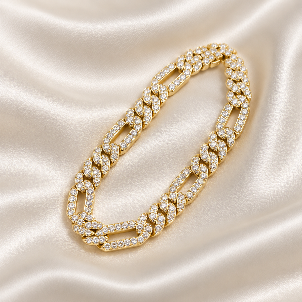 6mm Sterling Silver VVS Moissanite Iced Figaro Cuban Link Chain