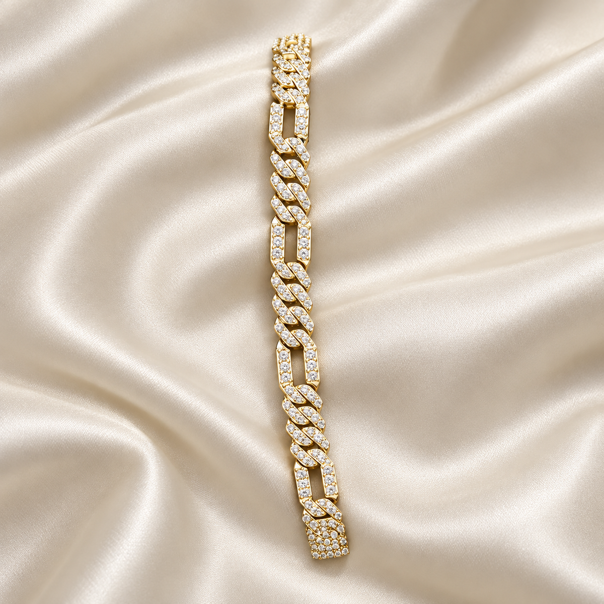 6mm Sterling Silver VVS Moissanite Iced Figaro Cuban Link Chain