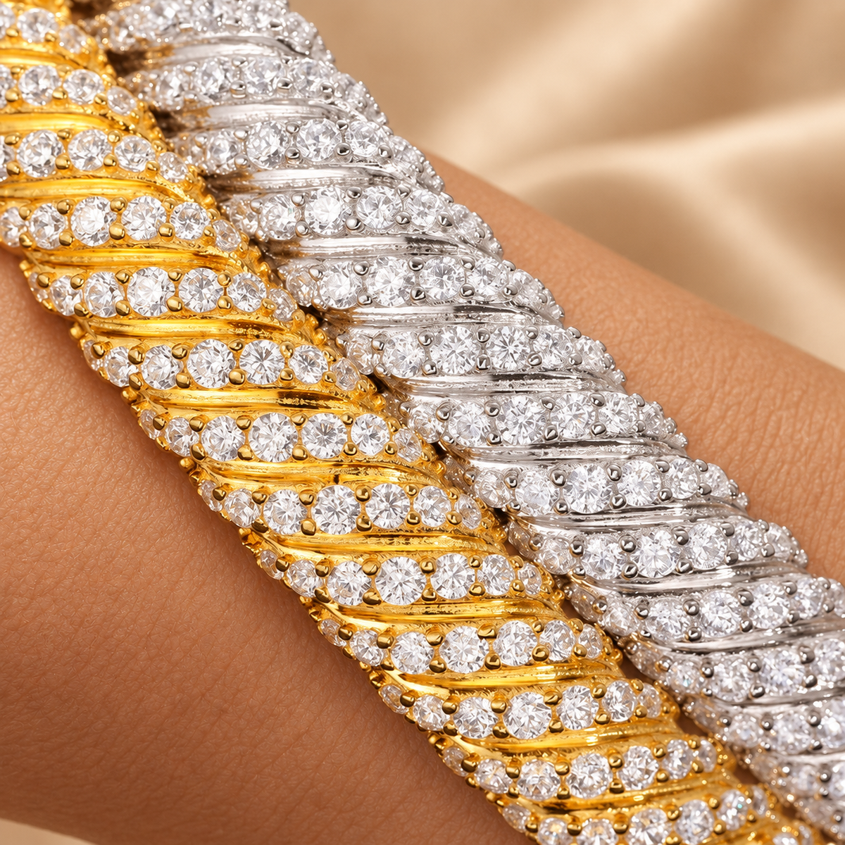 8mm Moissanite Twist Bracelet S925 Sterling Silver
