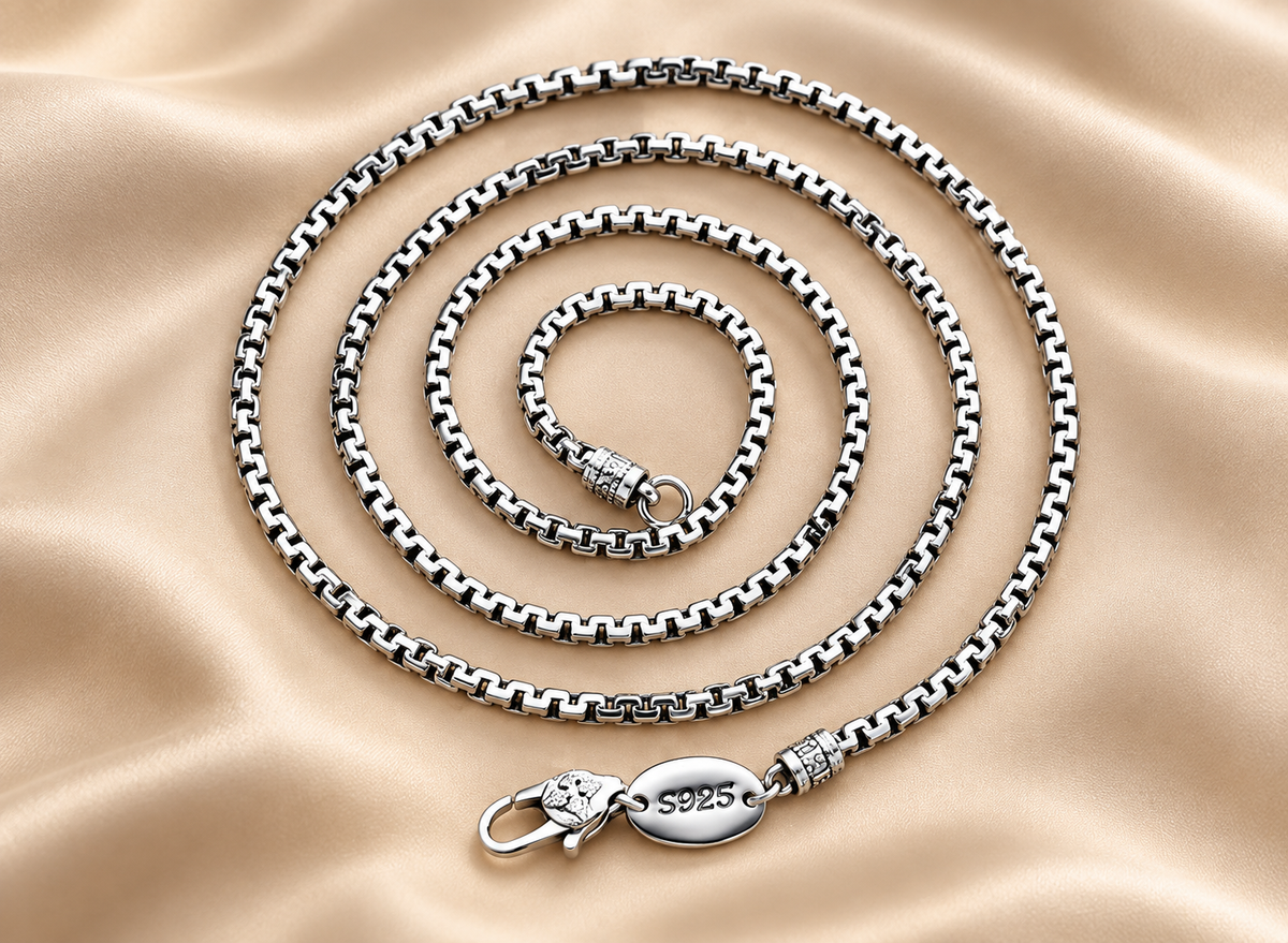 3mm S925 Sterling Silver Box Necklace