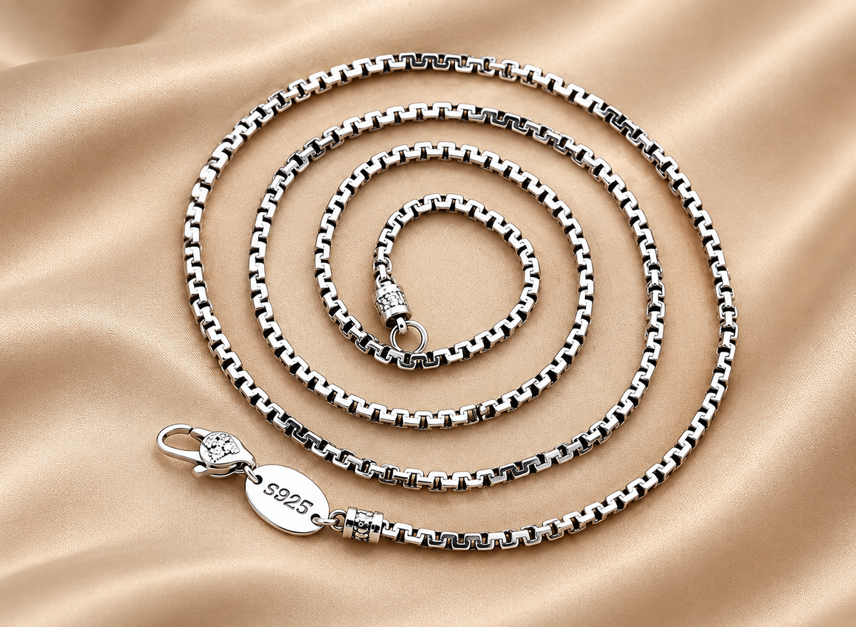 3mm S925 Sterling Silver Box Necklace