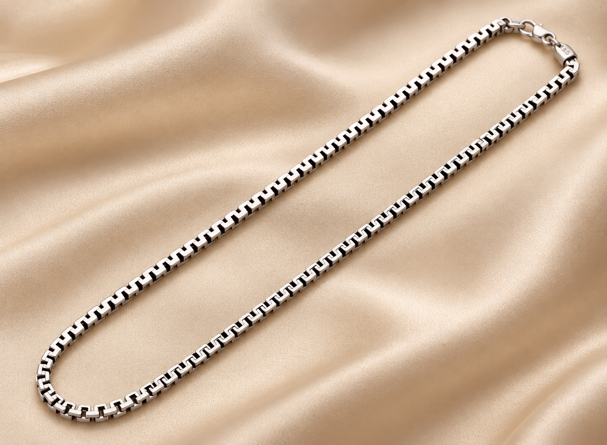 3mm S925 Sterling Silver Box Necklace