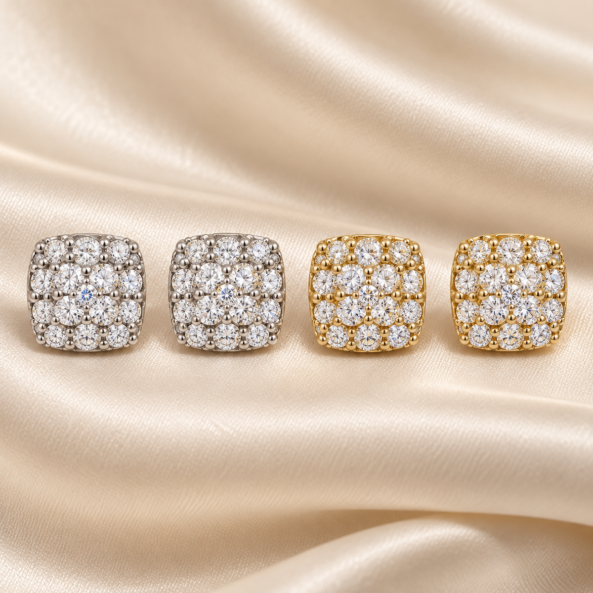 VVS Moissanite Diamond Stud Earrings - 925 Silver