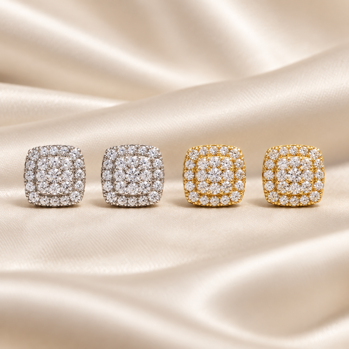 VVS Moissanite Diamond Stud Earrings - 925 Silver