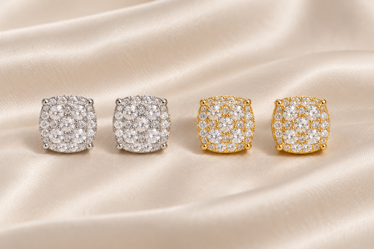 VVS Moissanite Diamond Stud Earrings - 925 Silver