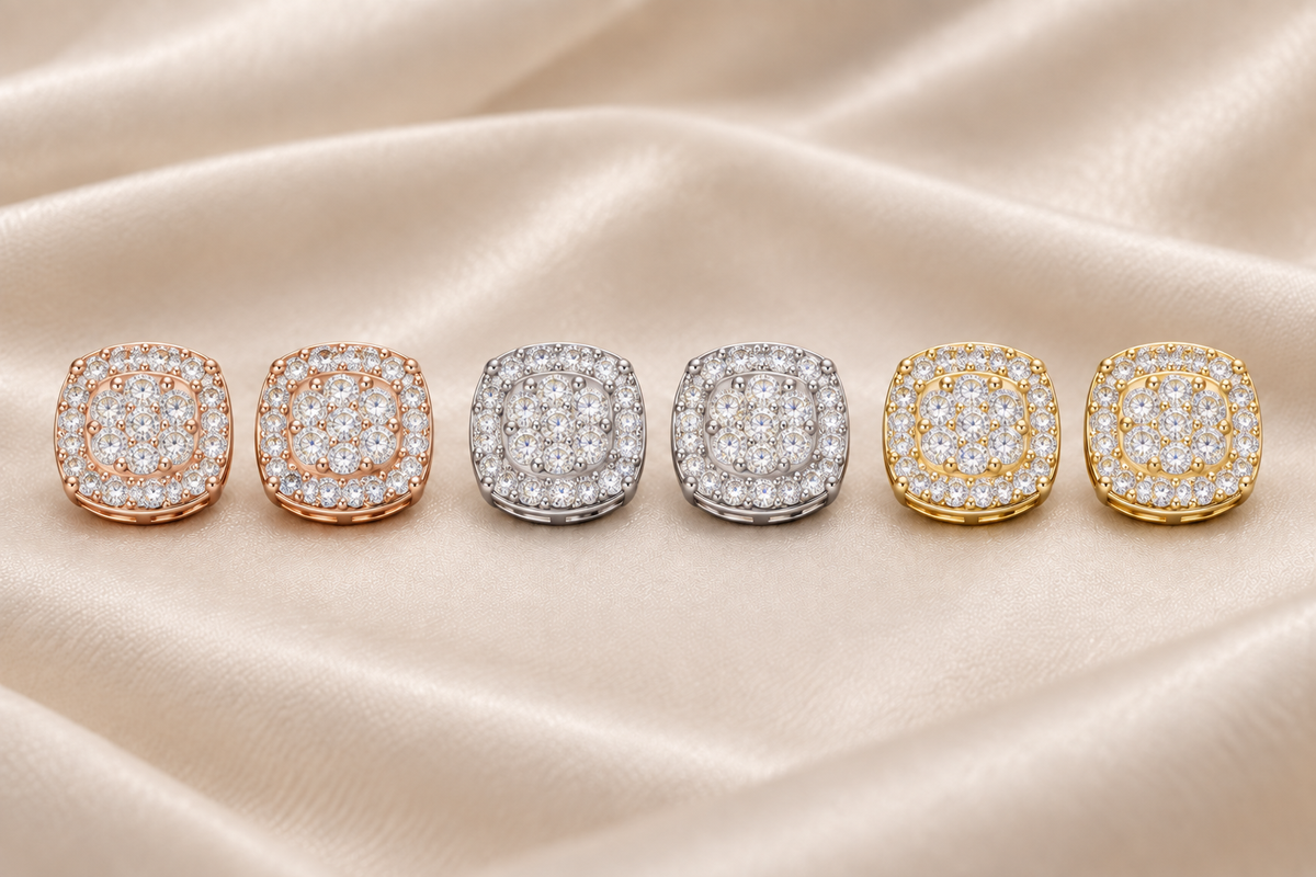 VVS Moissanite Diamond Stud Earrings - 925 Silver