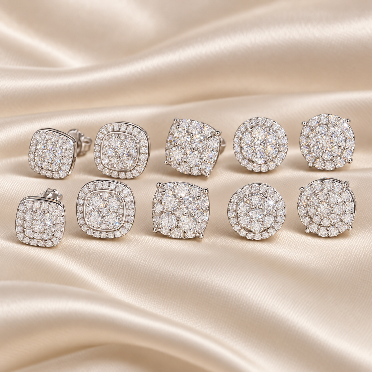 VVS Moissanite Diamond Stud Earrings - 925 Silver