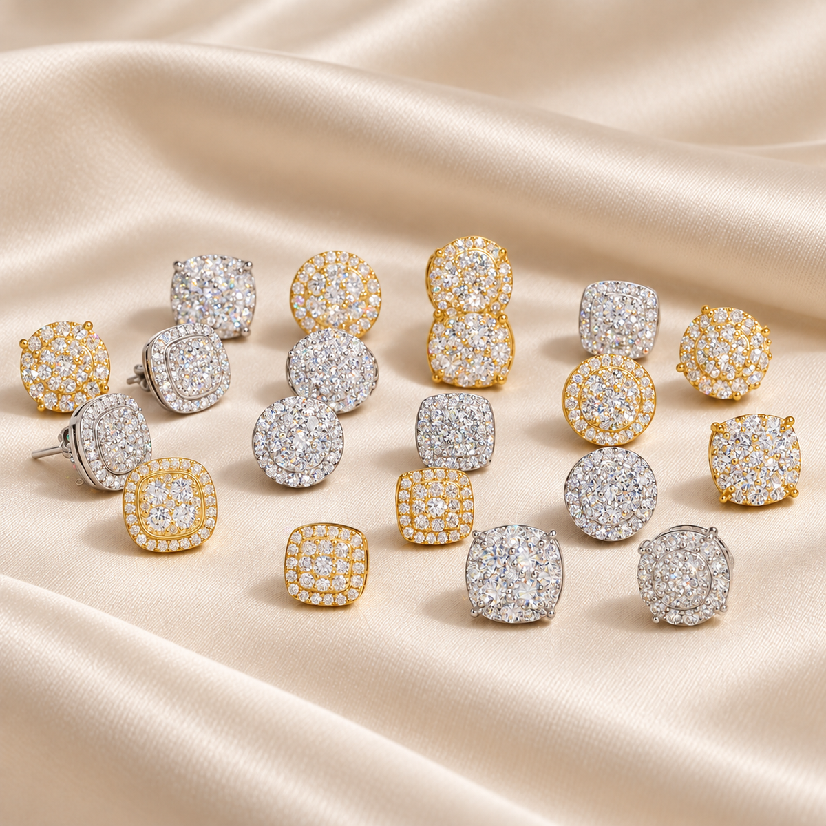 VVS Moissanite Diamond Stud Earrings - 925 Silver